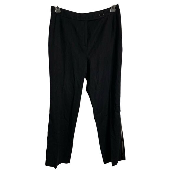 Akris Punto Womens Techno Stretch Wool Dress Pant 12 Black Side Zip Ankle Scandi - Picture 1 of 7